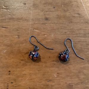 Sterling silver amber wire earrings